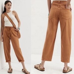 PILCRO The Breaker Jeans Women's 31 Tan Cropped barrel tapered relaxed copper